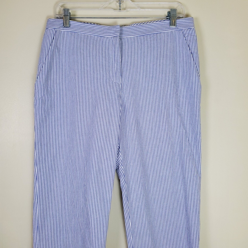 Jenni Kayne Blue White Pin Stripe Cropped Pants Coastal 6 Quiet Luxury Casual